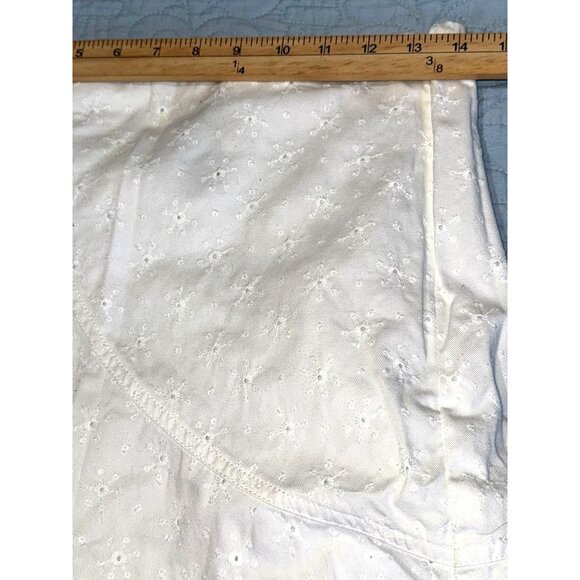 Liz Claiborne Petite 6 White Embroidered Cotton A-Line Skirt With Polyester Lini - Picture 7 of 7